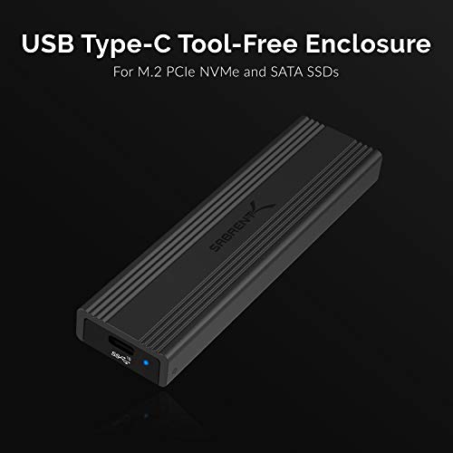 Sabrent Tool-Free USB 3.2 SSD Enclosure – NVMe & SATA Compatible - Image 2