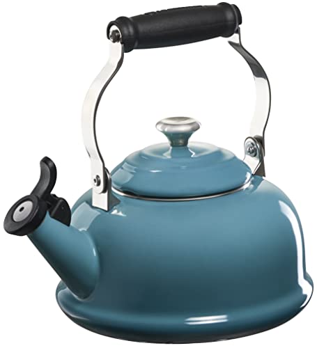 Le Creuset Enamel On Steel Whistling Tea Kettle, 1.7 qt., Caribbean