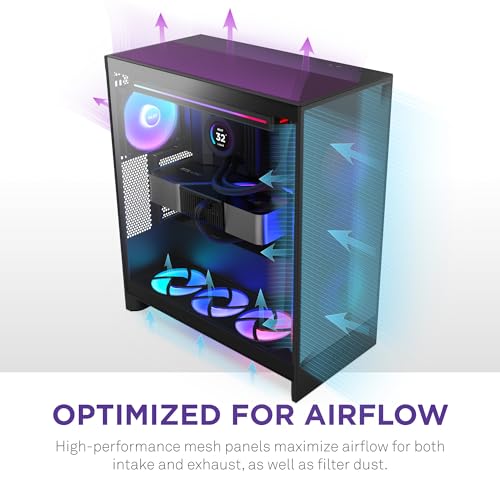 NZXT H7 Flow 2024 - Mid-Tower ATX Airflow Case with 3 Pre-Installed Fans - Image 4