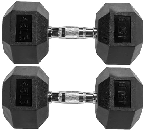 Fitvids 45LB Hex Dumbbell Pair - Rubber Encased