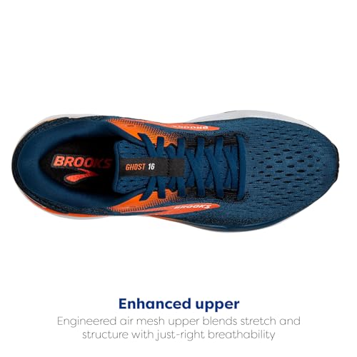 Brooks Men’s Ghost 16 Neutral Running Shoe - Blue/Black/Nasturtium, Size 12.5 - Image 4