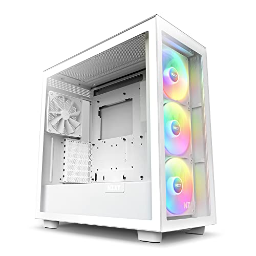 NZXT H7 Elite White Gaming PC Case with RGB Lighting