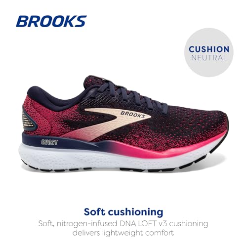 Brooks Women’s Ghost 16 Neutral Running Shoe - Peacoat/Raspberry/Apricot - 8.5 Wide - Image 2
