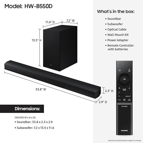 Samsung HW-B550D Soundbar with Dolby Audio & Wireless Subwoofer - Image 2
