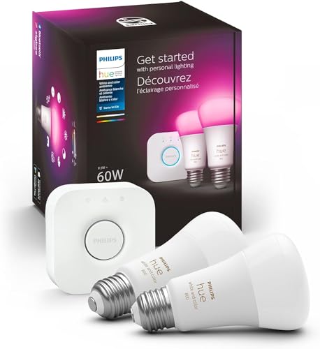 Philips Hue Smart Light Starter Kit - Color-Changing LED Bulbs