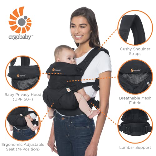 Ergobaby 360 All-Position Baby Carrier with Lumbar Support, Pure Black - Image 3