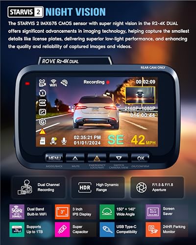 ROVE R2-4K Dual Dash Cam with STARVIS 2 Sensor & Free 128GB Card - Image 4