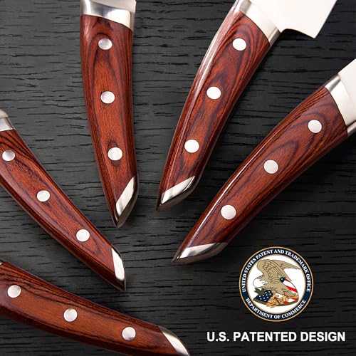 Brewin CHEFILOSOPHI 5-Piece Japanese Chef Knife Set with Red Pakkawood Handles - Image 2
