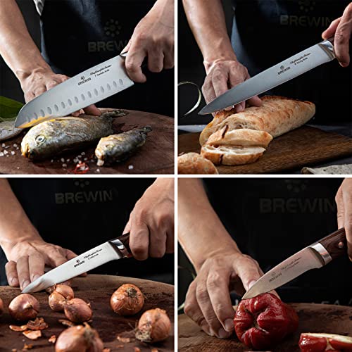 Brewin CHEFILOSOPHI 5-Piece Japanese Chef Knife Set with Red Pakkawood Handles - Image 6
