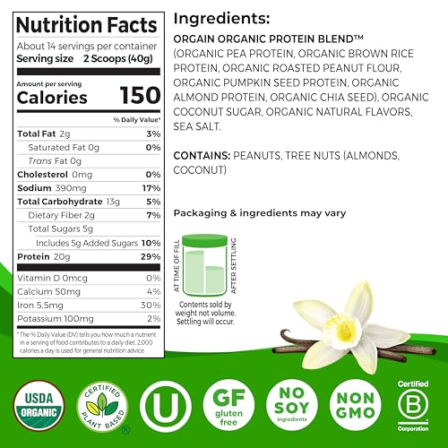 Orgain Organic Simple Vegan Protein Powder, Vanilla - 20g Plant Based Protein - Image 2