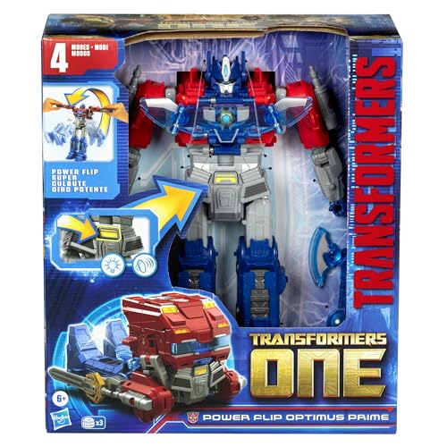 Transformers Power Flip Optimus Prime Action Figure - 10-inch, 4 Modes, Interactive Fun! - Image 2