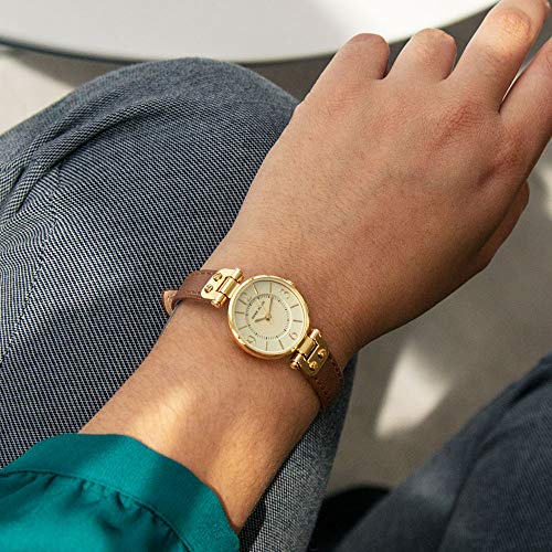 Anne Klein Women's Gold-Tone Champagne Dial Leather Strap Watch - Image 4