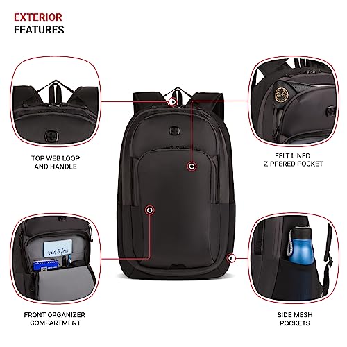 SwissGear MetroEdge 16-Inch Laptop Backpack - Black/Charcoal - Image 3