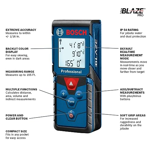 BOSCH GLM165-40 Blaze 165 Ft Laser Distance Measure - Compact & Accurate - Image 2