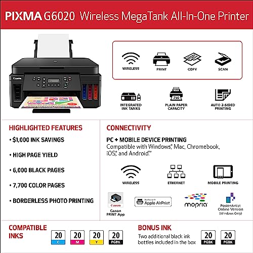 Canon PIXMA G6020: Wireless All-in-One Supertank Printer - Image 6