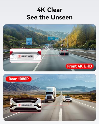 REDTIGER 4K Dual Dash Cam with GPS & Night Vision - Image 2
