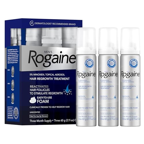 Men's Rogaine 5% Minoxidil Foam for Hair Regrowth, 3-Month Supply