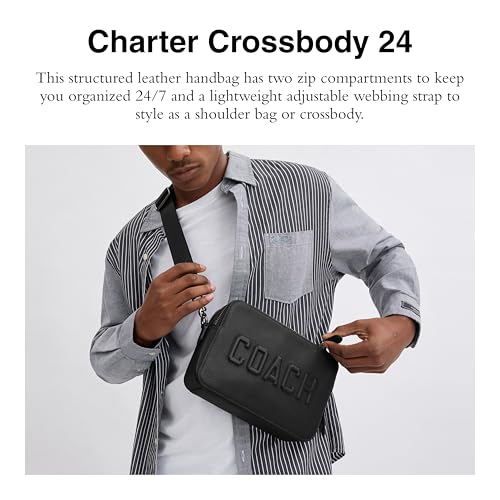 Coach Men's Charter Crossbody 24 - Elegant Black Leather - Image 2
