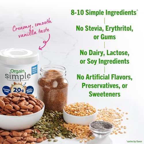 Orgain Organic Simple Vegan Protein Powder, Vanilla - 20g Plant Based Protein - Image 6