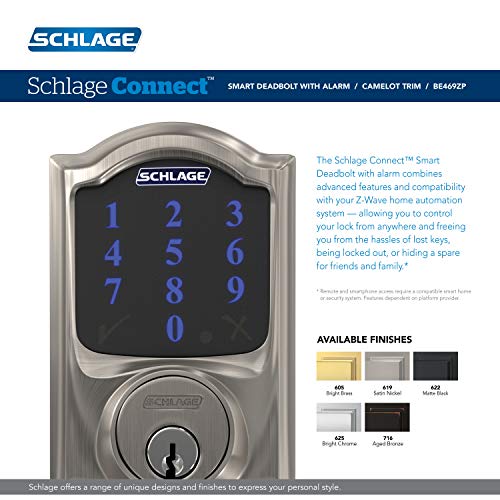 SCHLAGE Connect Smart Deadbolt with Alarm in Satin Nickel - Image 3