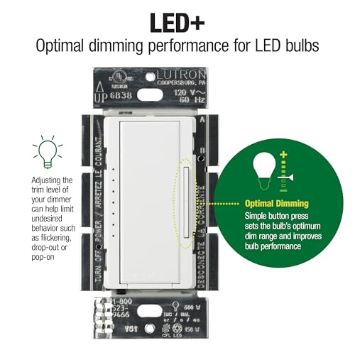 Lutron Maestro LED+ Dimmer Switch - White - Image 2