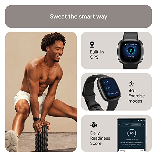 Fitbit Versa 4 Fitness Smartwatch - Black/Graphite - Image 2