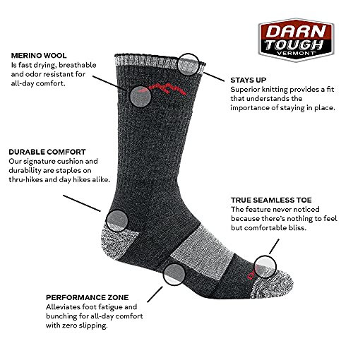 Darn Tough Men's Full Cushion Hiking Sock – Black, Large - Image 2
