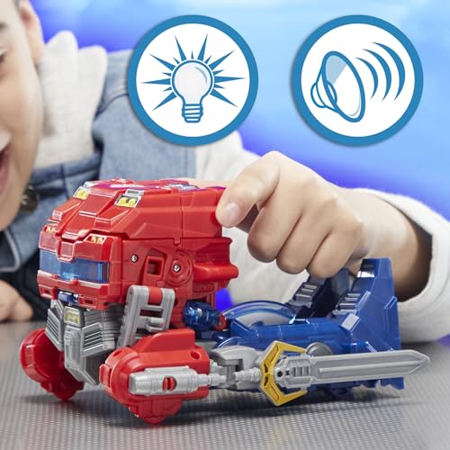 Transformers Power Flip Optimus Prime Action Figure - 10-inch, 4 Modes, Interactive Fun! - Image 6