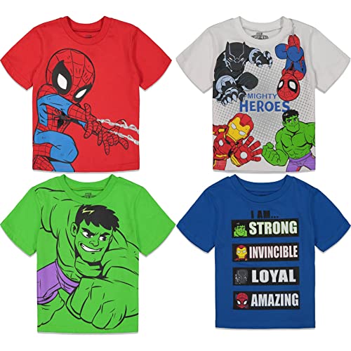 Marvel Toddler Boys 4-Pack Superhero T-Shirts (3T)
