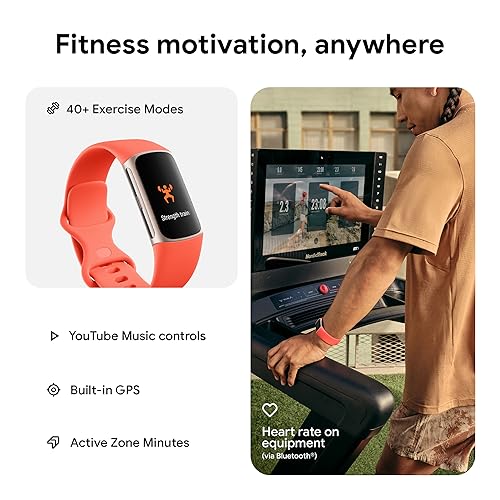 Fitbit Charge 6 Fitness Tracker with Google Apps - Gold/Coral - Image 4