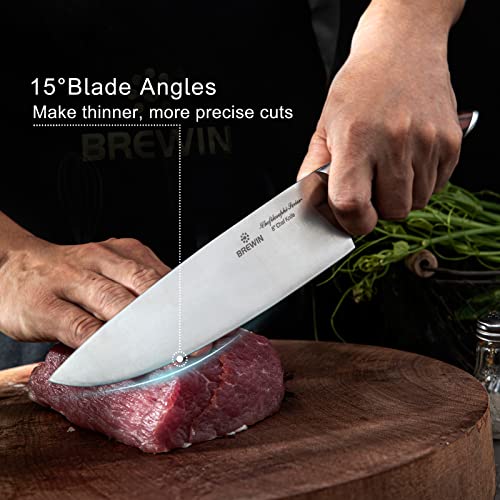 Brewin CHEFILOSOPHI 5-Piece Japanese Chef Knife Set with Red Pakkawood Handles - Image 4