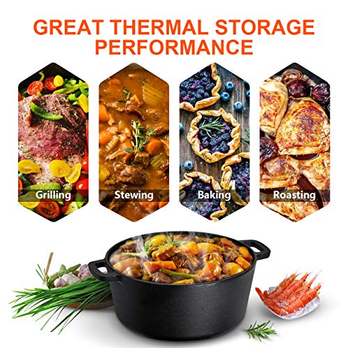 Overmont 2-in-1 Pre-Seasoned Dutch Oven with Skillet Lid - Image 2