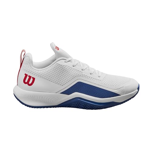 WILSON Men's Sneaker - White/Deja Vu Blue Red, Size 8.5