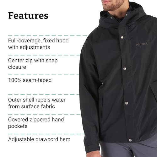 MARMOT Men's Cascade Waterproof Rain Jacket - Black (Medium) - Image 6