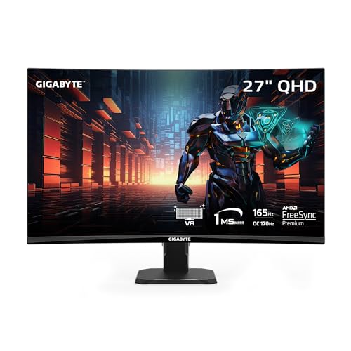 GIGABYTE GS27QC 27" 165Hz Curved QHD Gaming Monitor