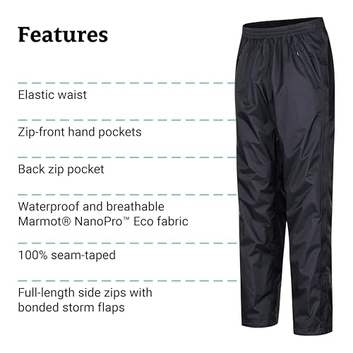 MARMOT Men's PreCip Eco Full Zip Pant - Black, Medium - Image 5